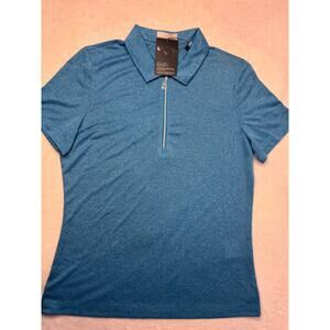 Callaway Women’s Med 1/4 Zip Opti-Dry Heather Vivid Blue SS Golf Polo NWTs